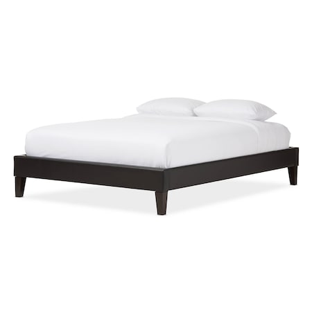 Baxton Studio Lancashire Black Upholstered Queen Size Bed Frame with Tapered Legs 125-6993